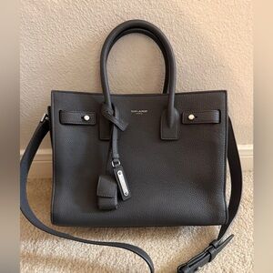 SAINT LAURENT Grained Calfskin Baby Sac De Jour in gray